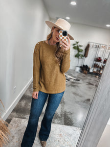 Olive Ribbed Knit Top