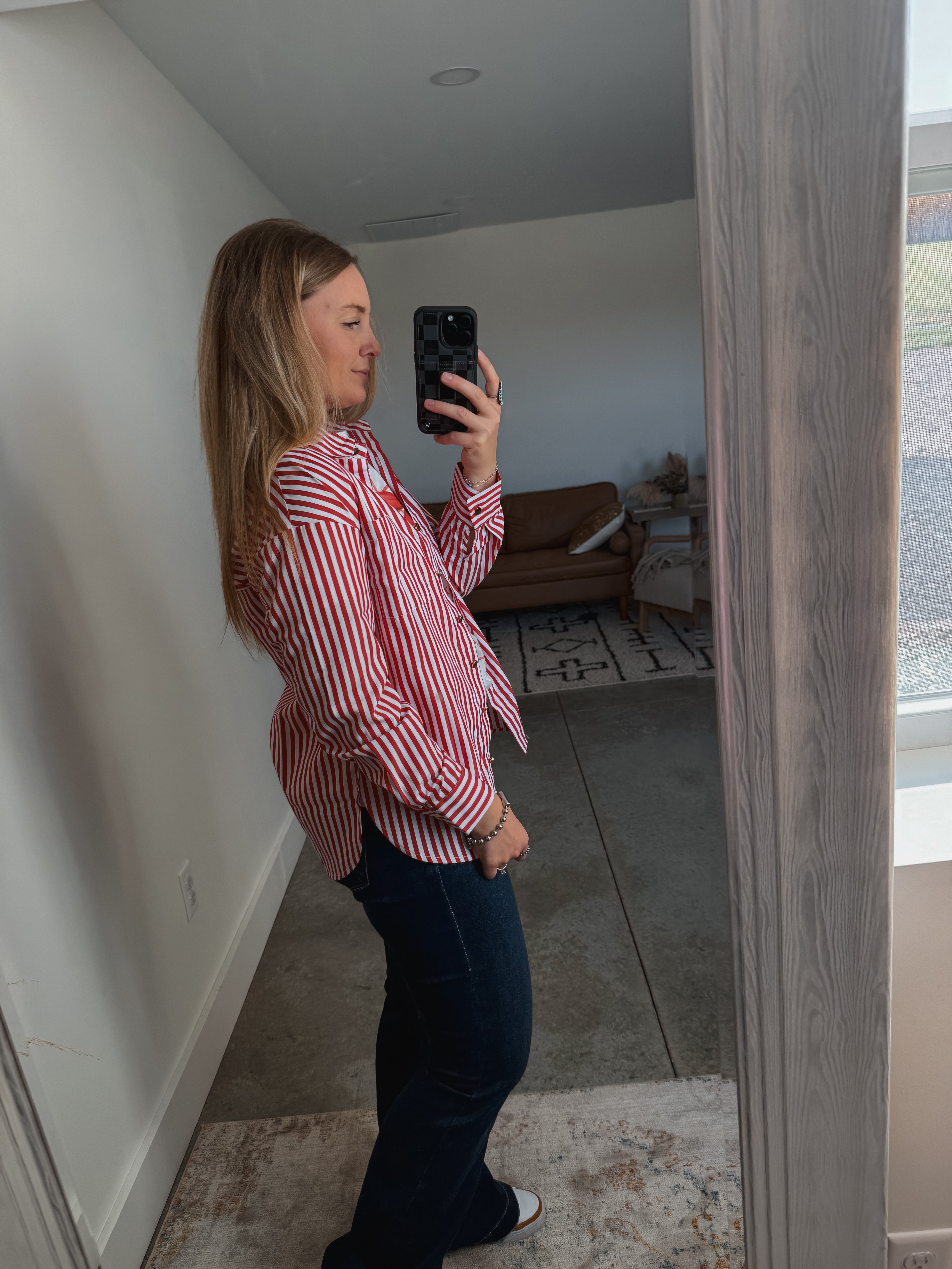 Red Striped Button Down
