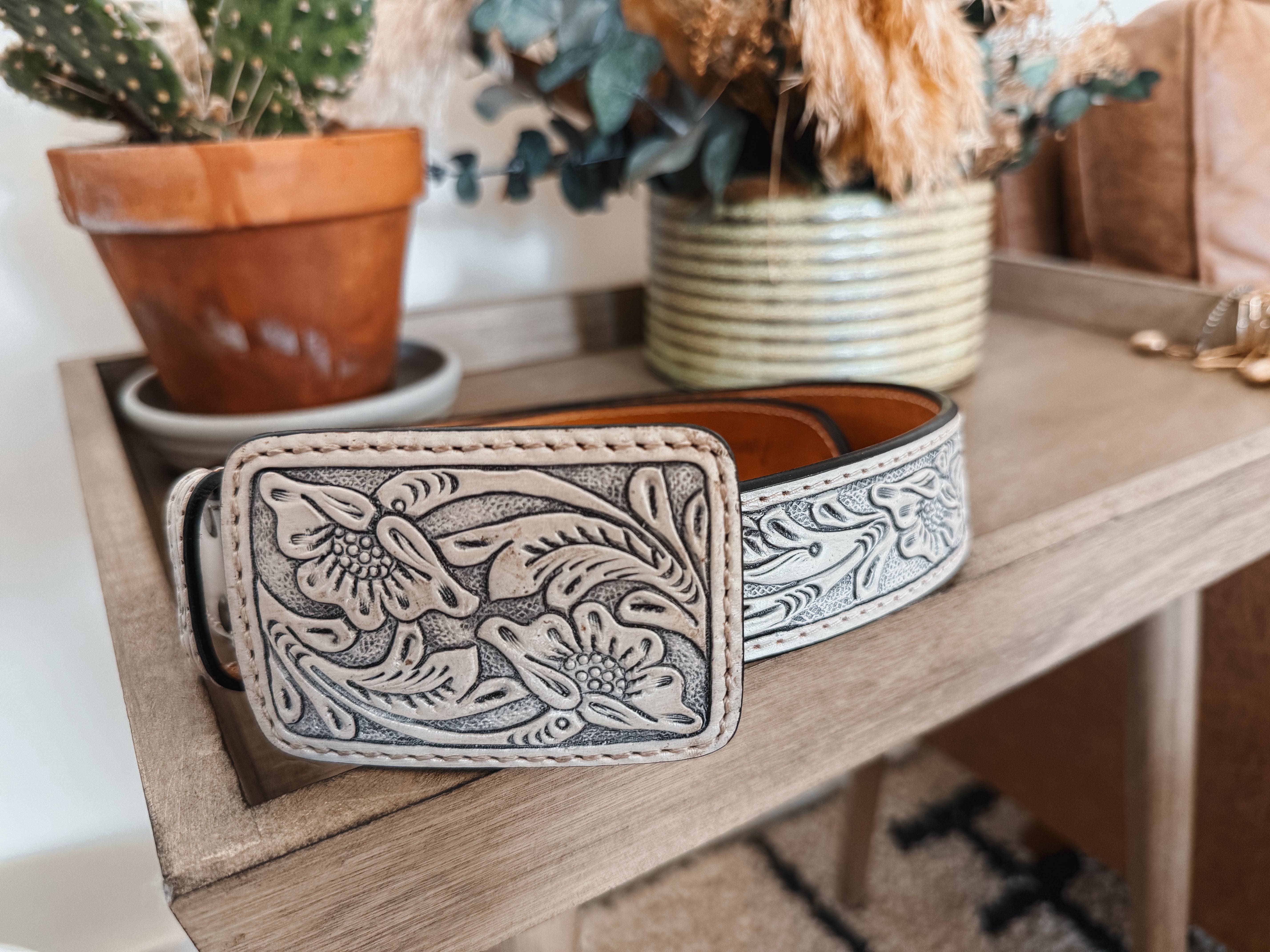 Tooled Leather Belt