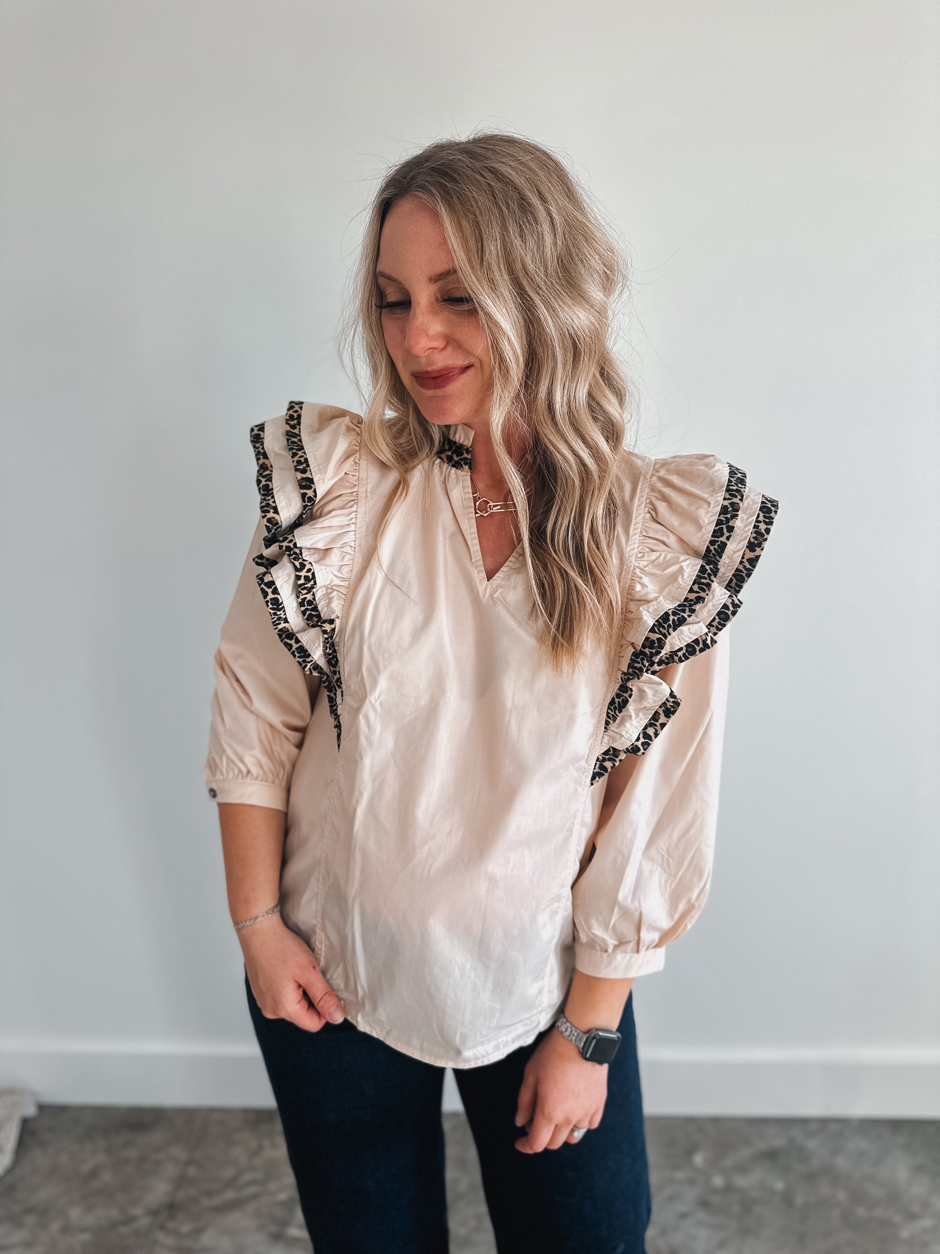 Cream Leopard Blouse