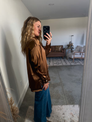 Camel Satin Top