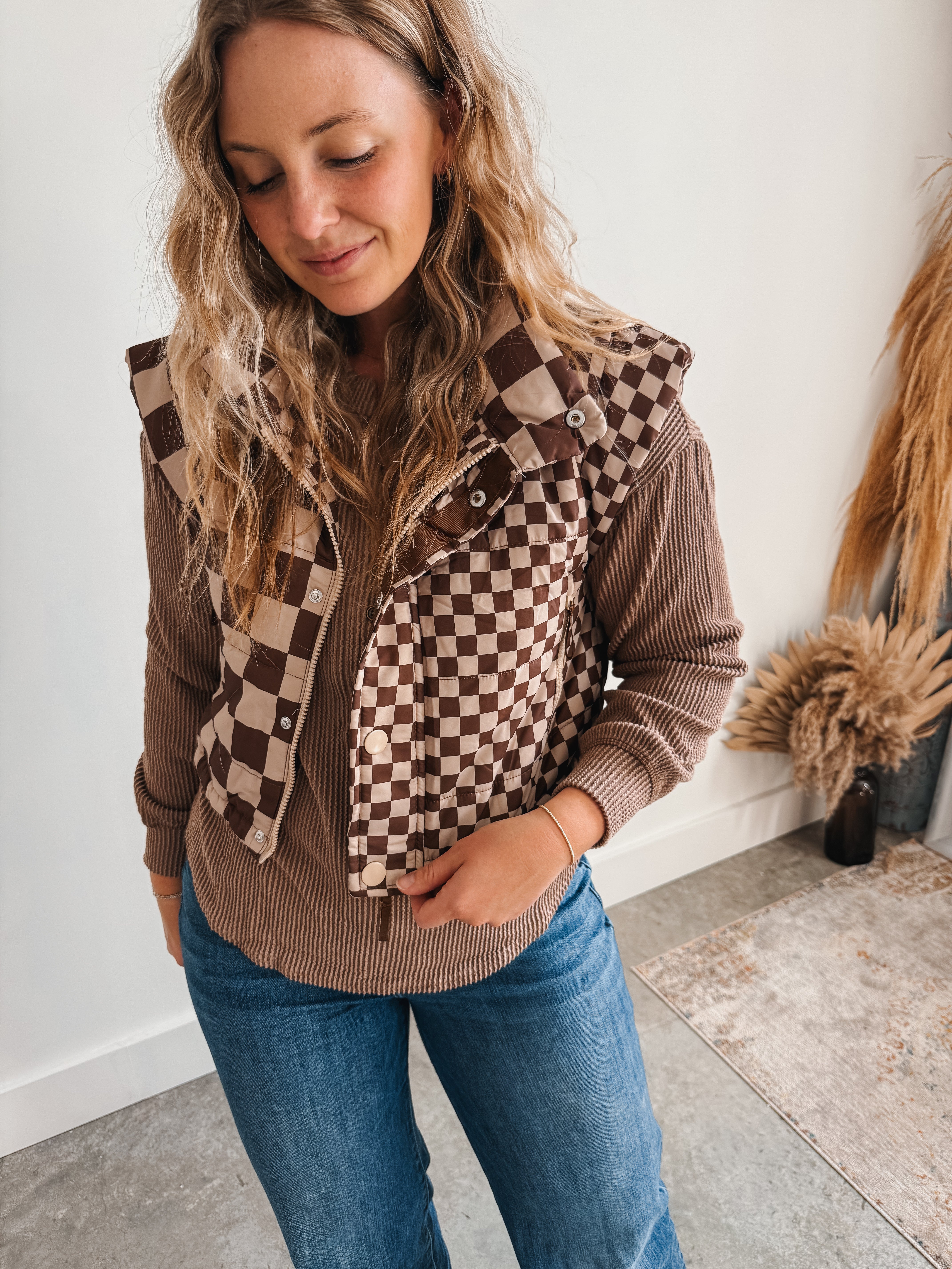 Check Puffer Vest