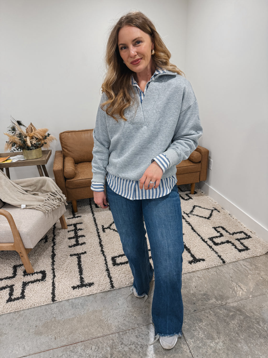 Grey Collared Pullover