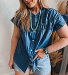 Teal Ruffled Top