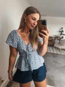 Blue Floral Top