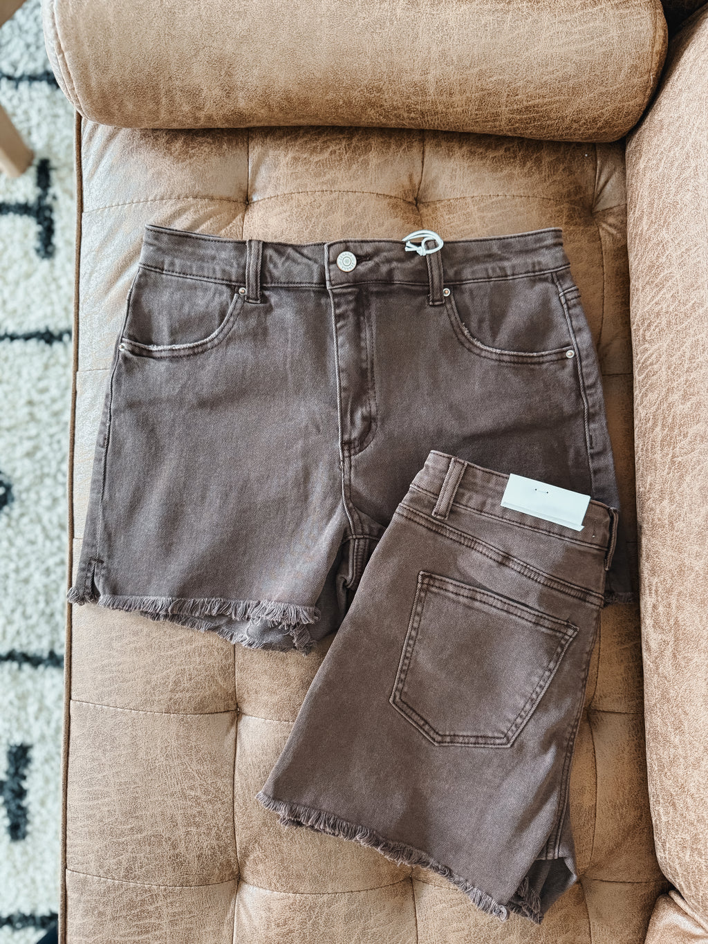 Brown Acid Wash Shorts