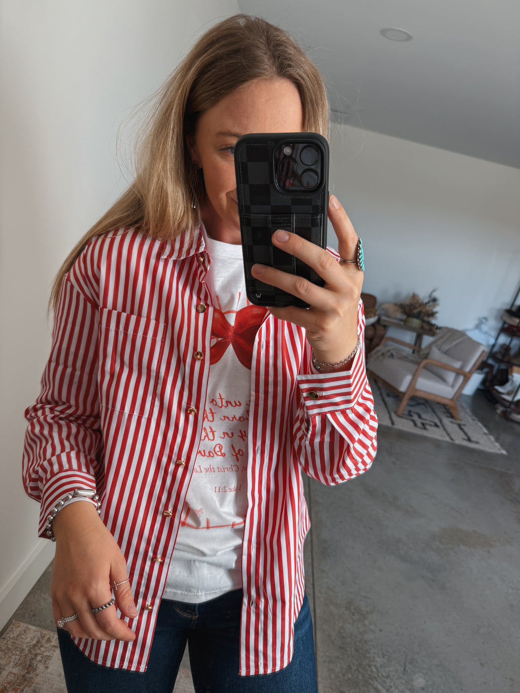Red Striped Button Down