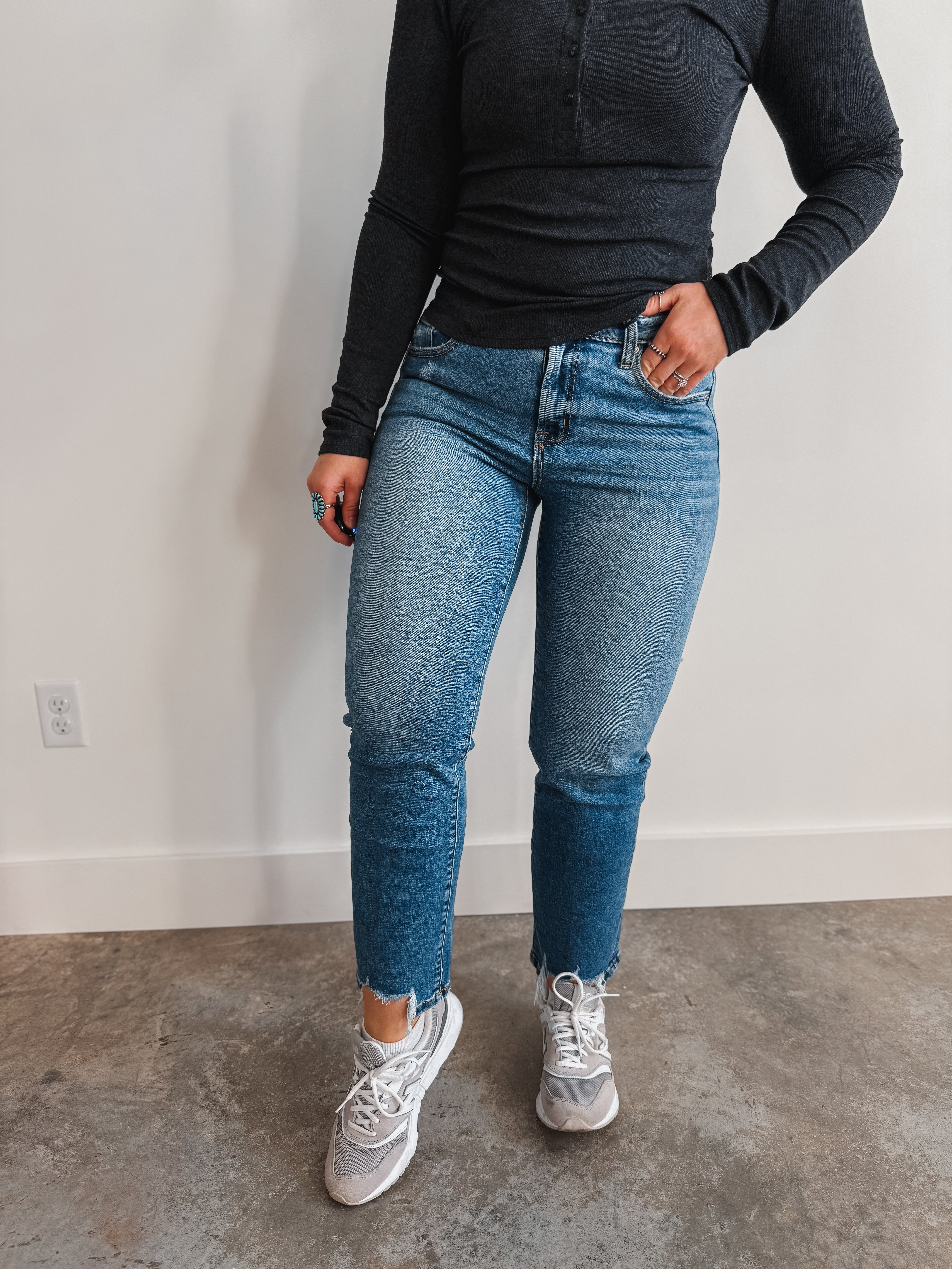 Distressed Hem Denim