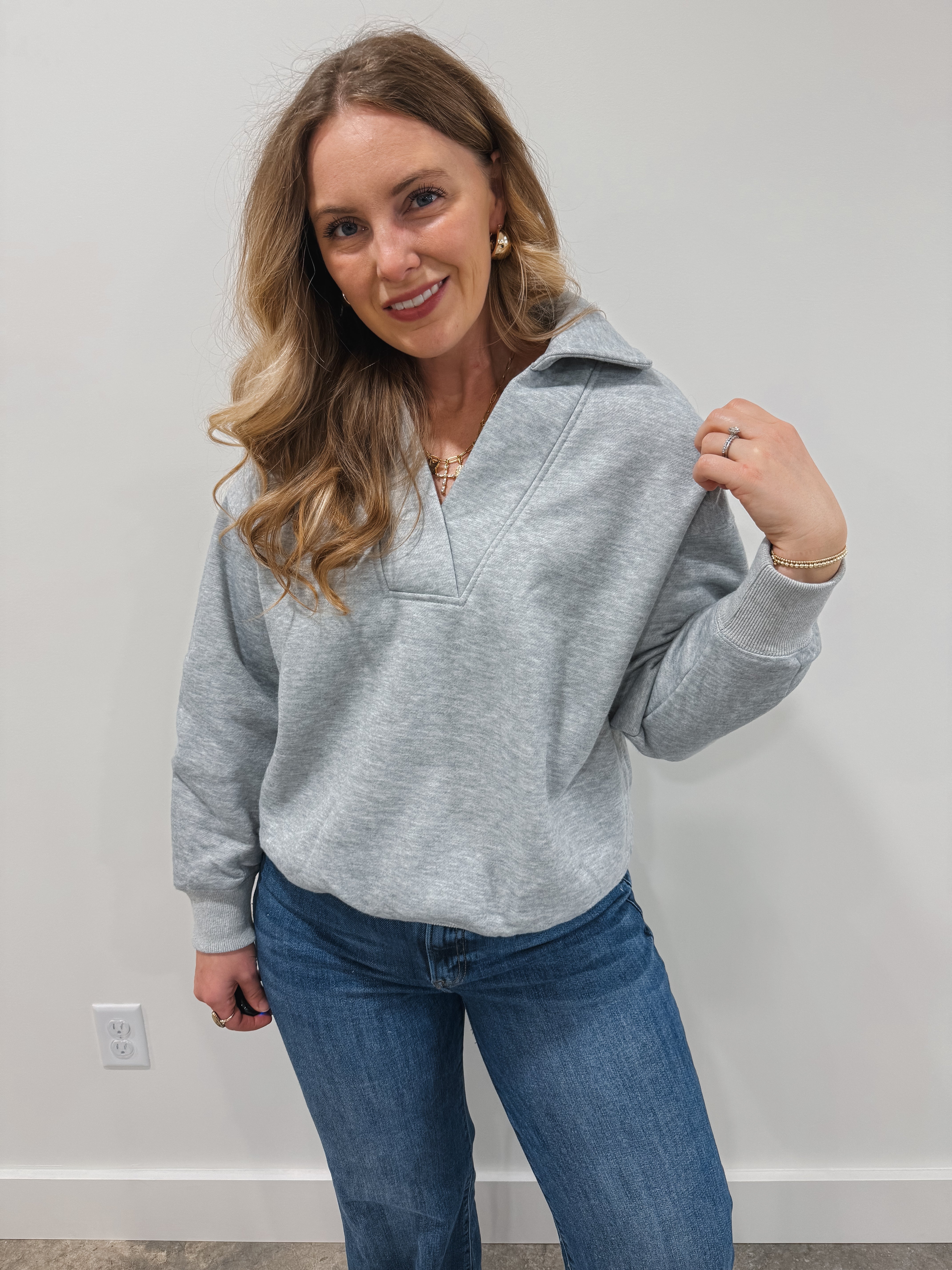 Grey Collared Pullover