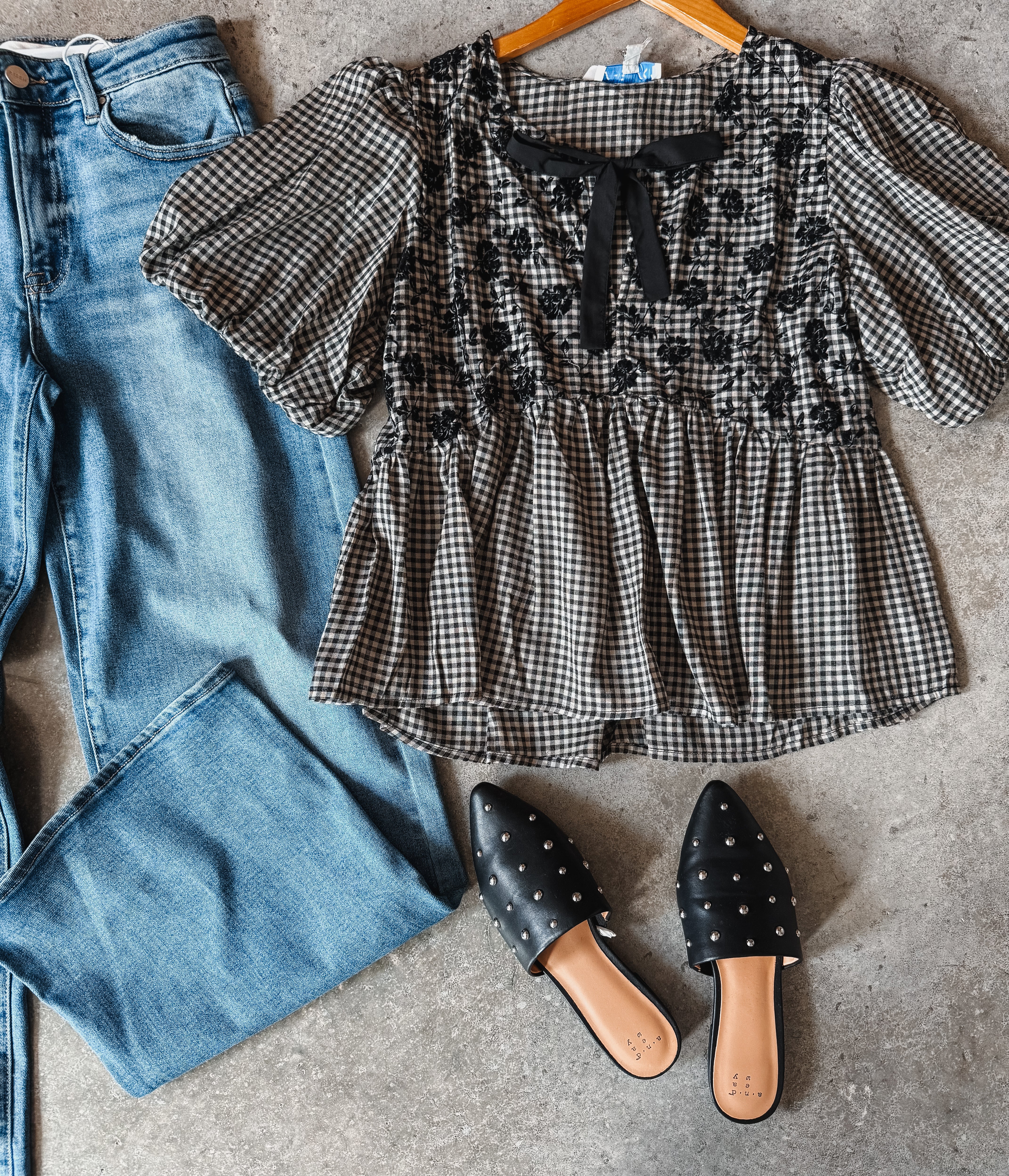 Gingham Babydoll Top