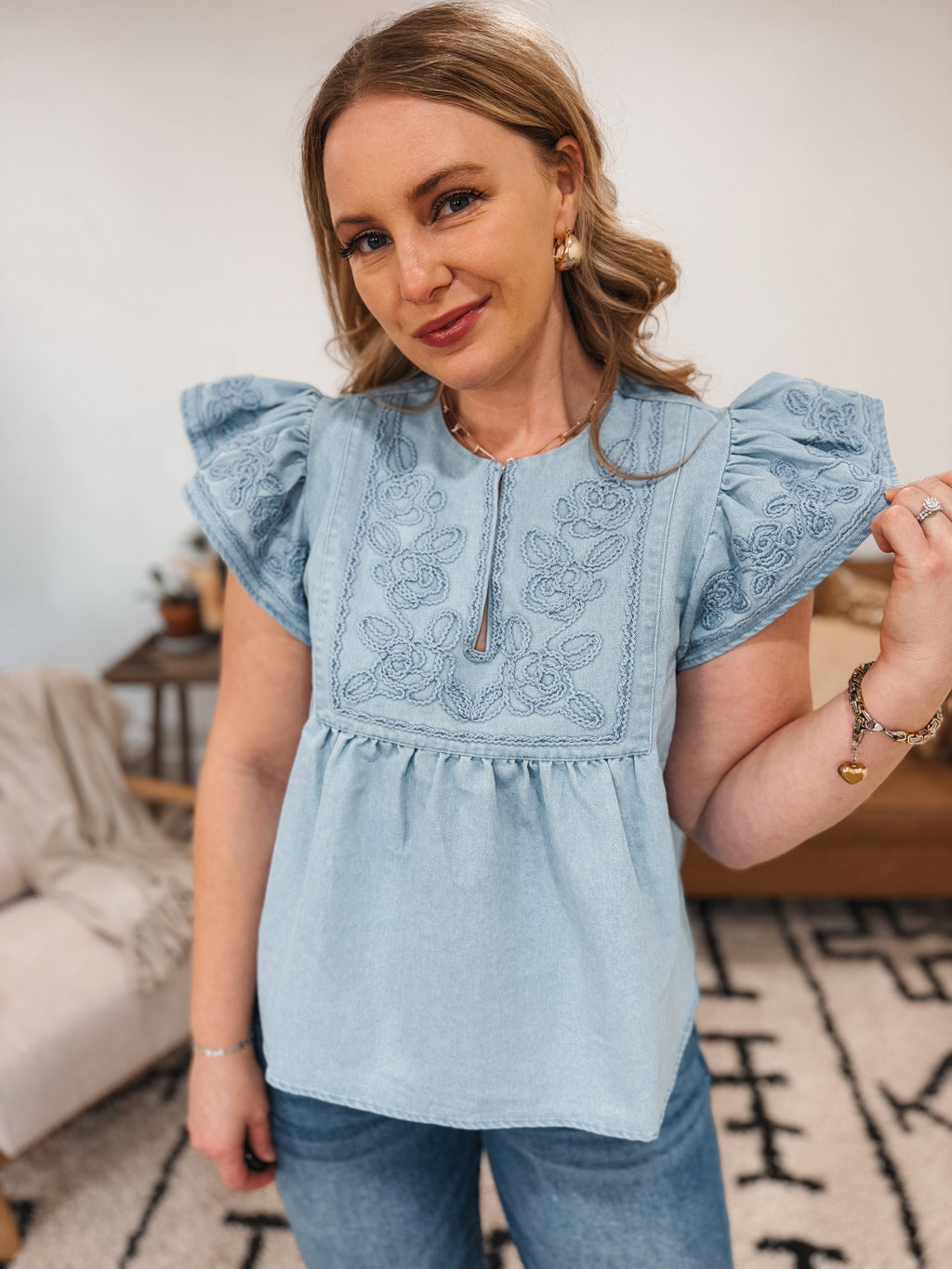 Denim Babydoll Top