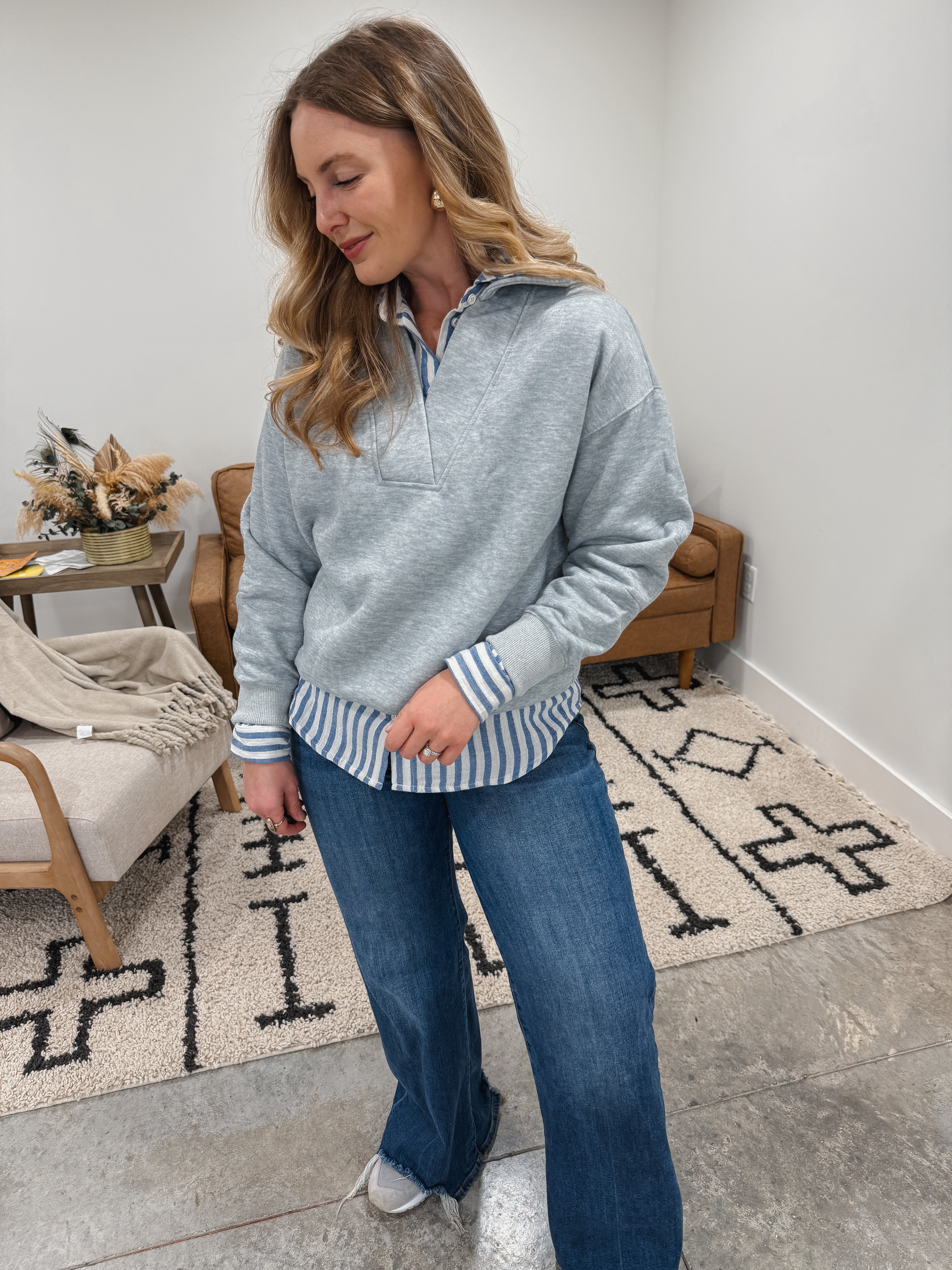 Grey Collared Pullover