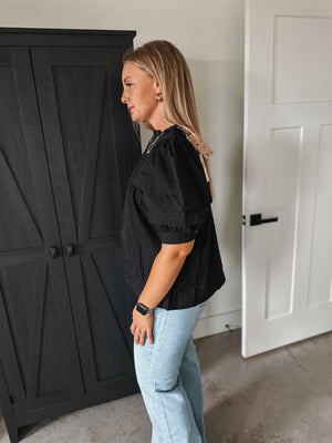 Black Puff Sleeve Top