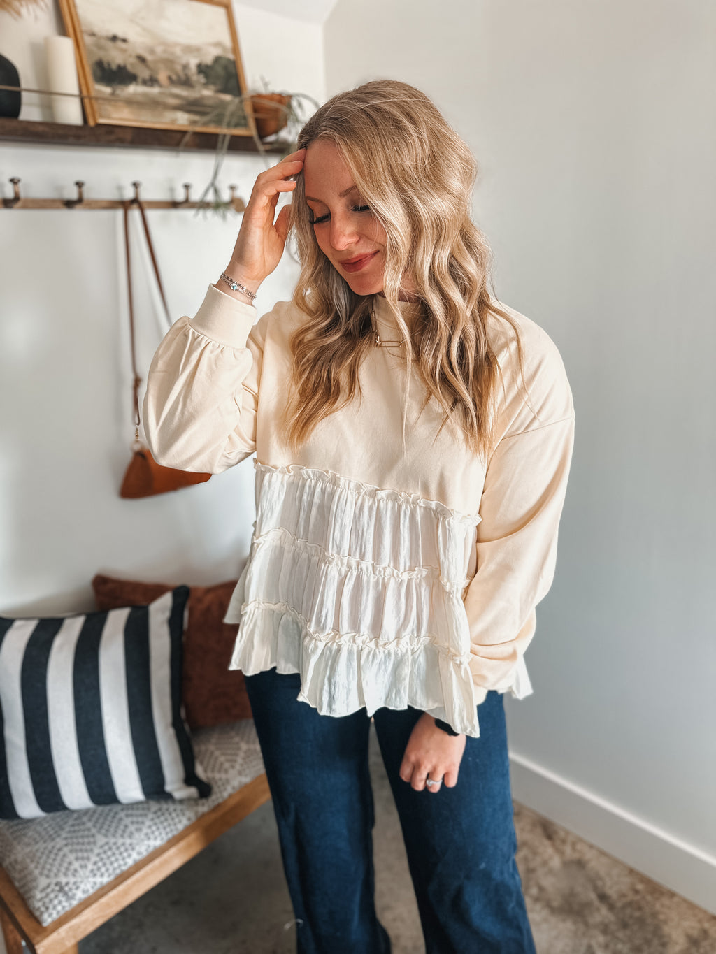 Oatmeal Babydoll Top