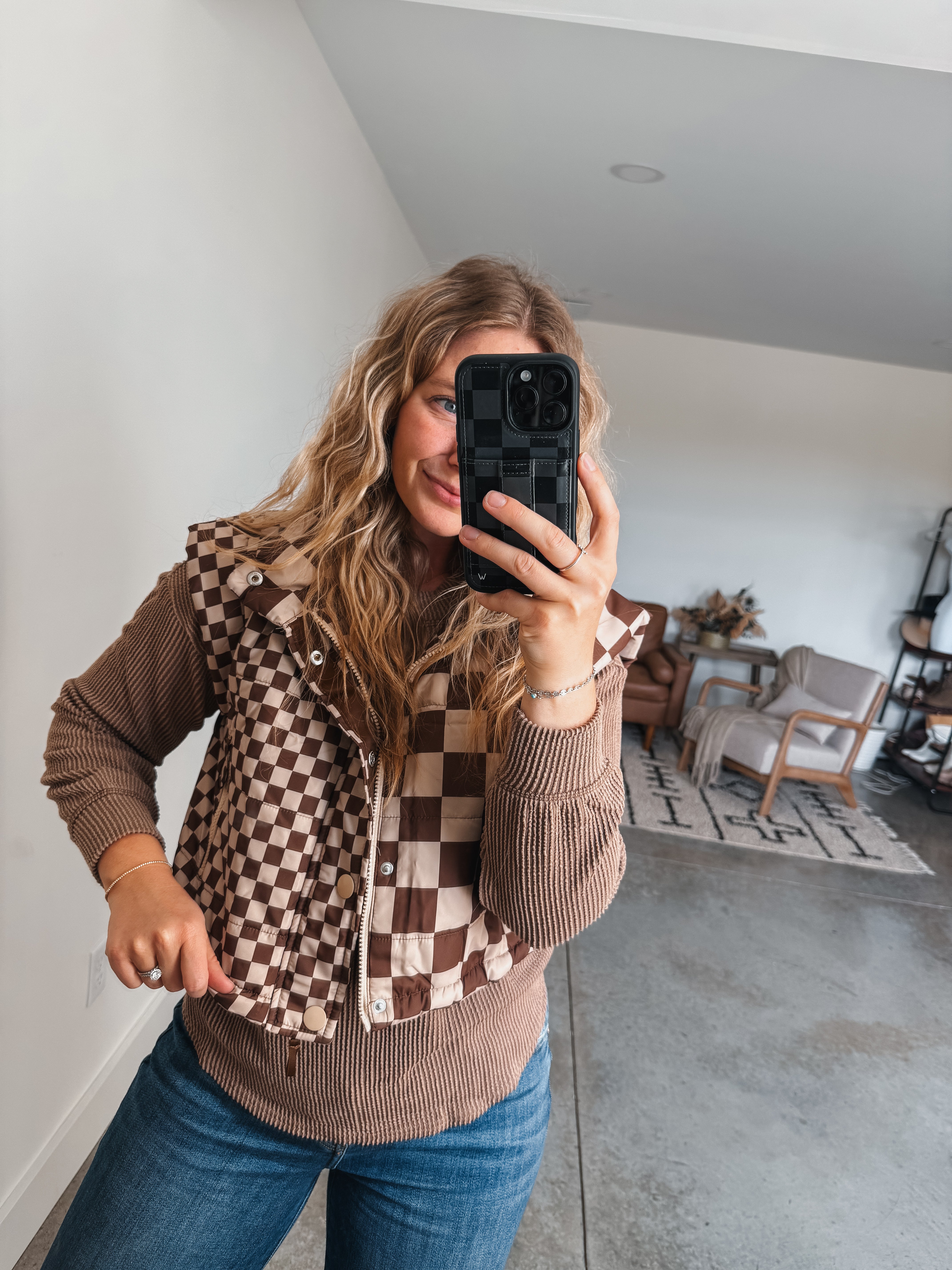 Check Puffer Vest