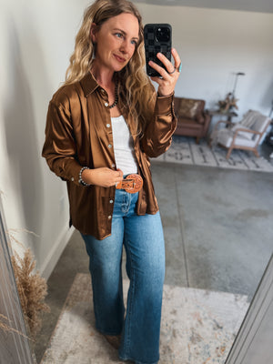 Camel Satin Top