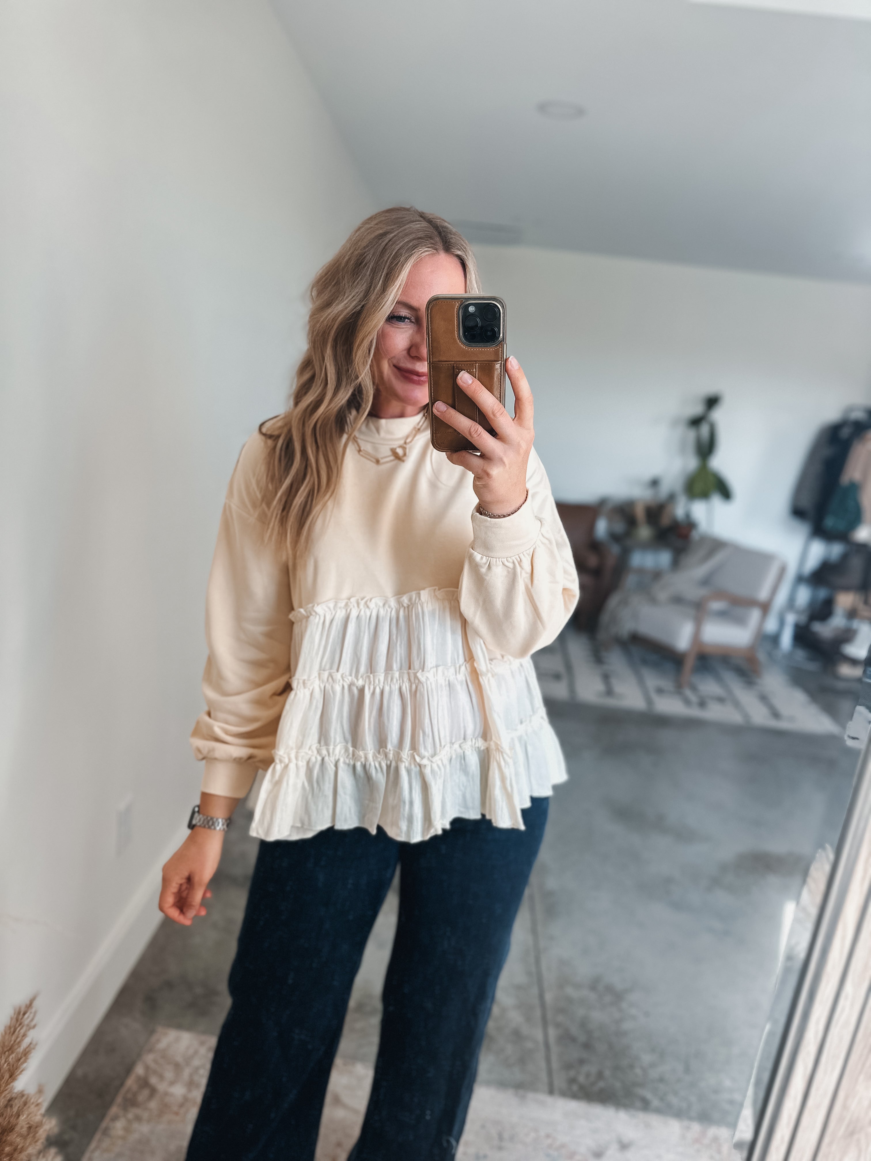 Oatmeal Babydoll Top