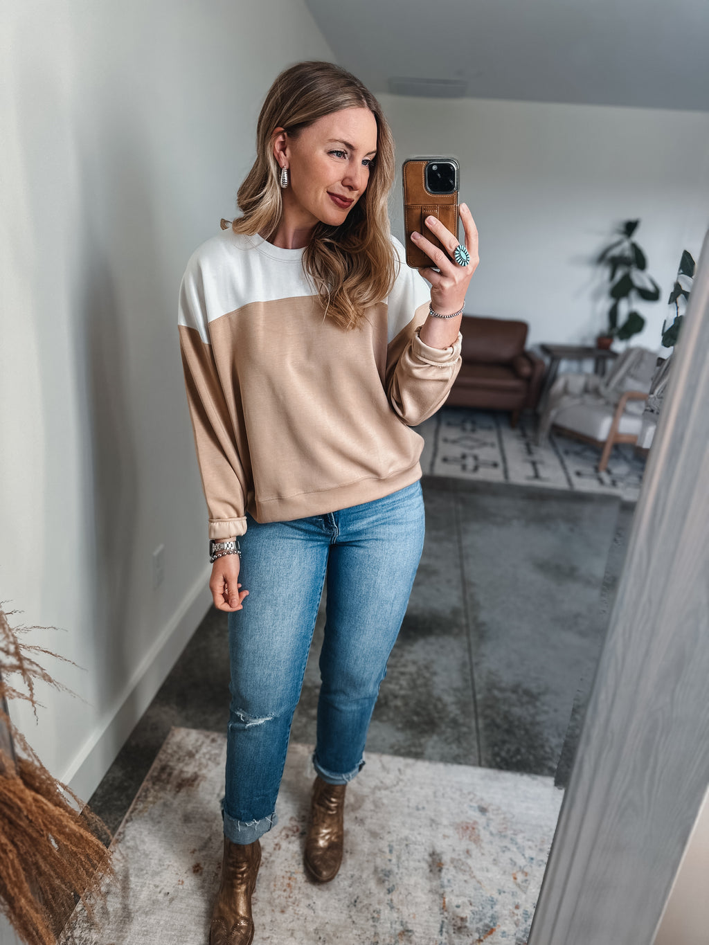 Taupe Colorblock Pullover