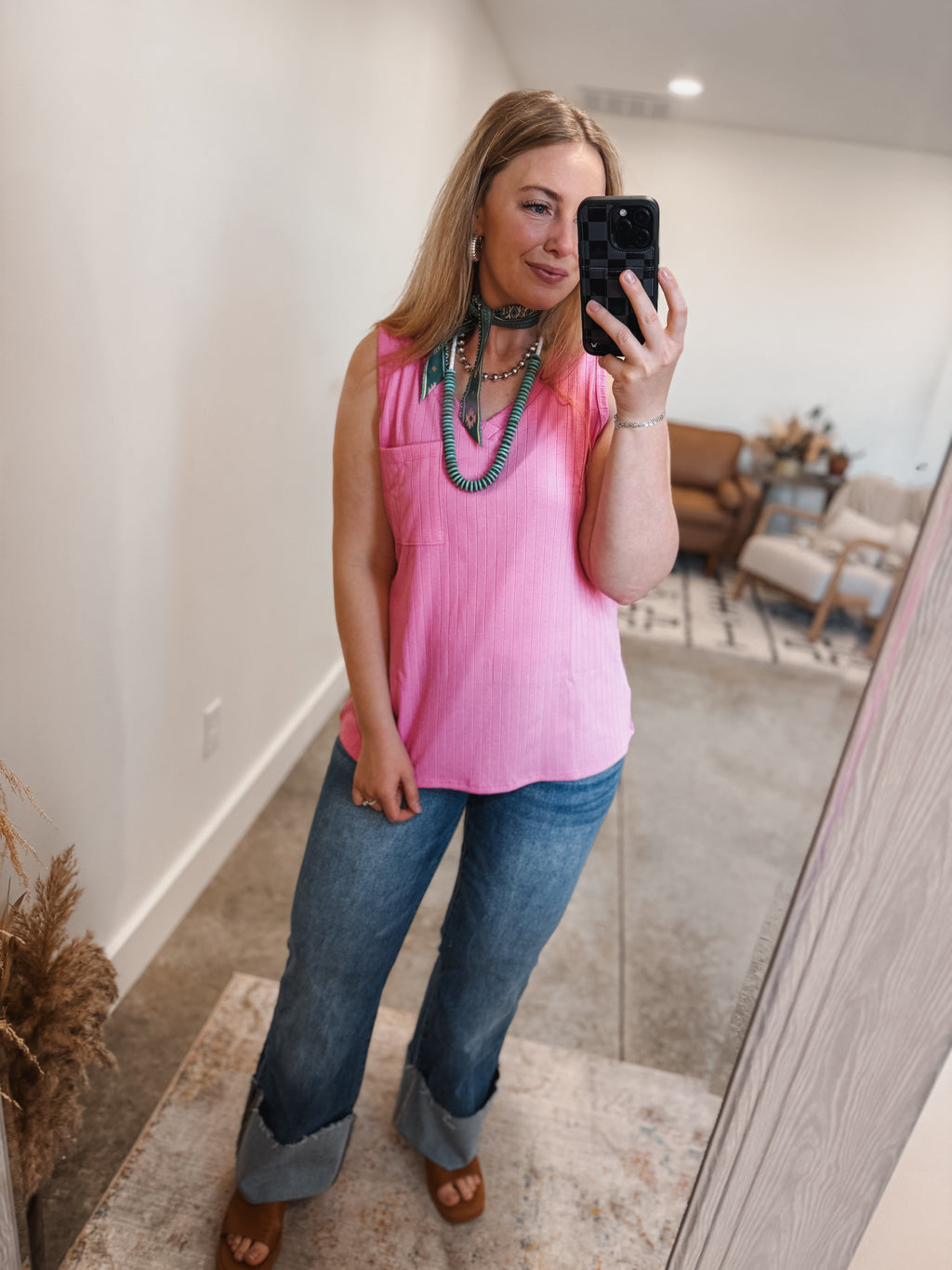 Ribbed Tank: Pink
