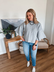 Grey Bell Sleeve Sweater