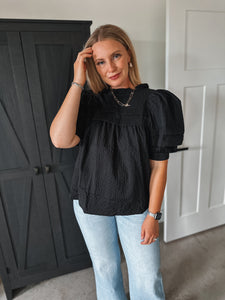 Black Puff Sleeve Top