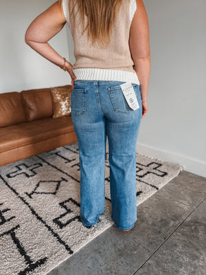 High Rise Wide Leg Medium Wash Denim