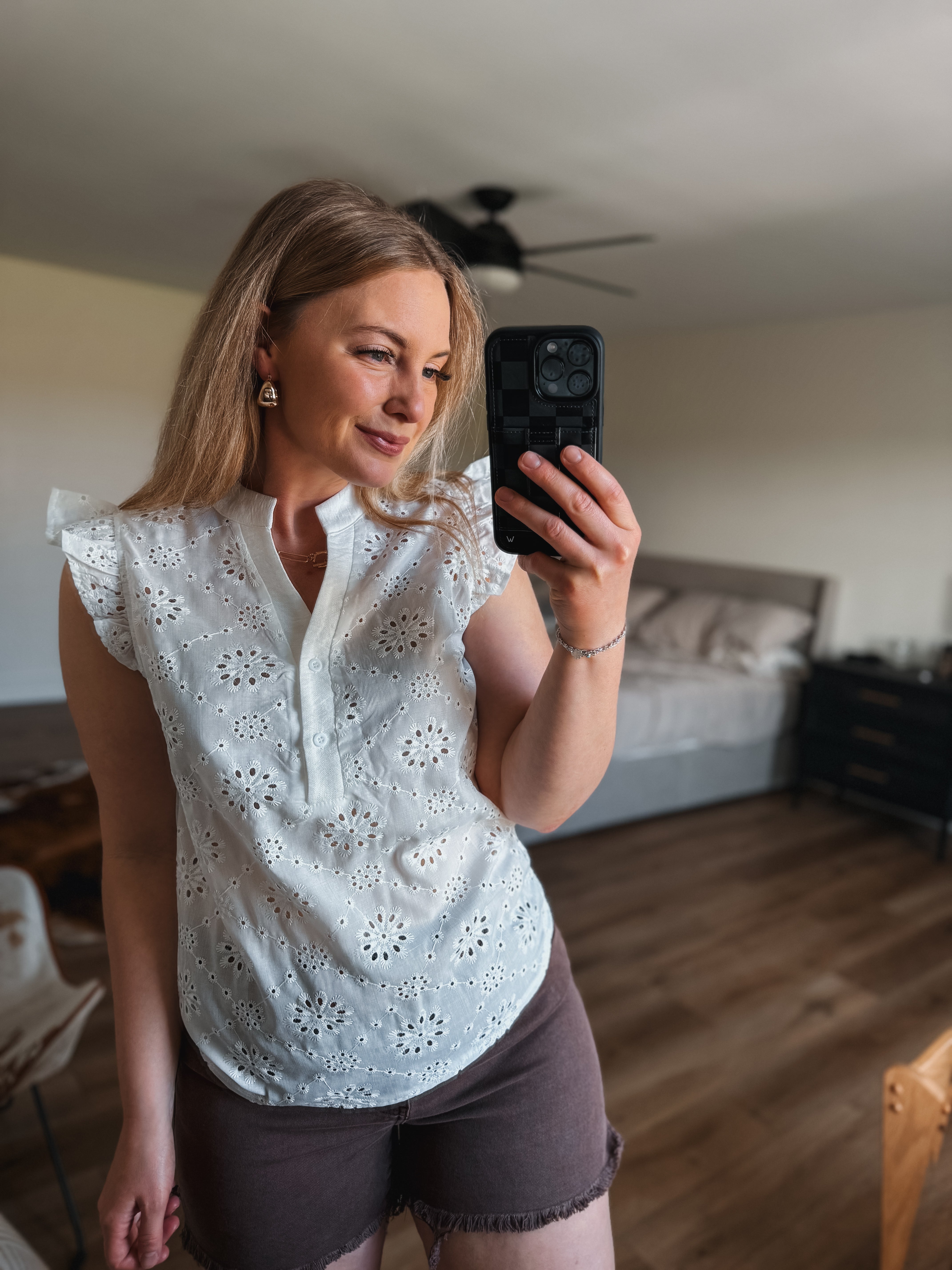 White Ruffle Sleeve Top