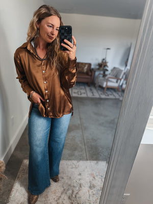 Camel Satin Top