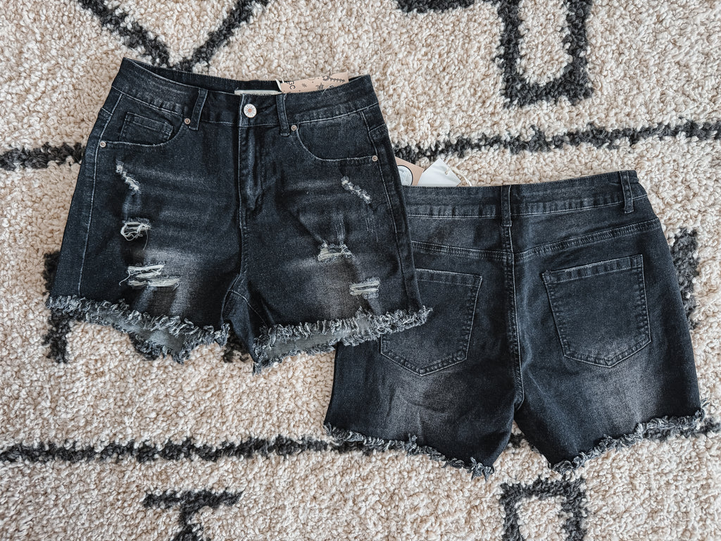 Black Denim Shorts