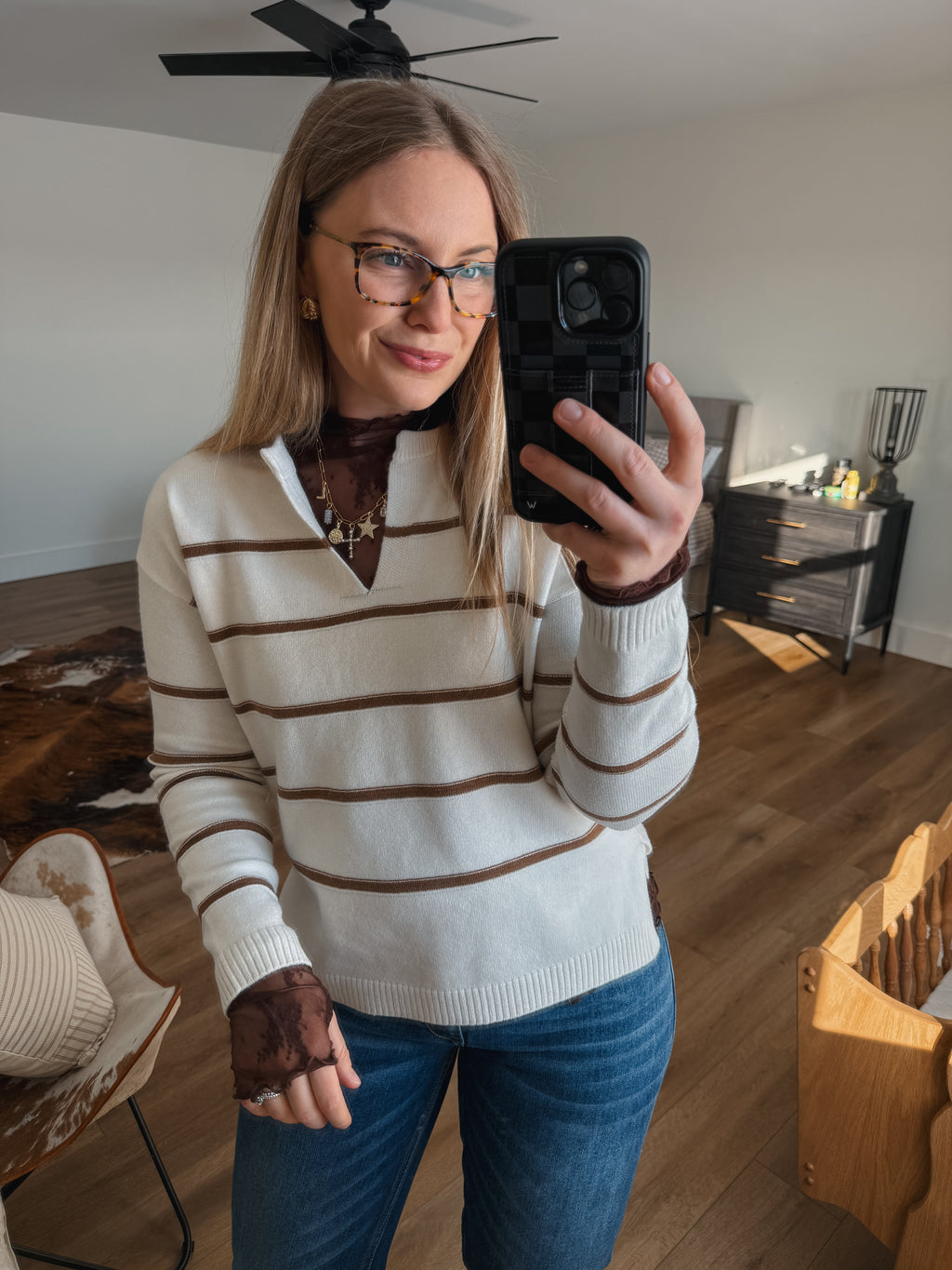 Cream Striped Sweater