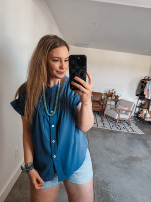 Teal Ruffled Top