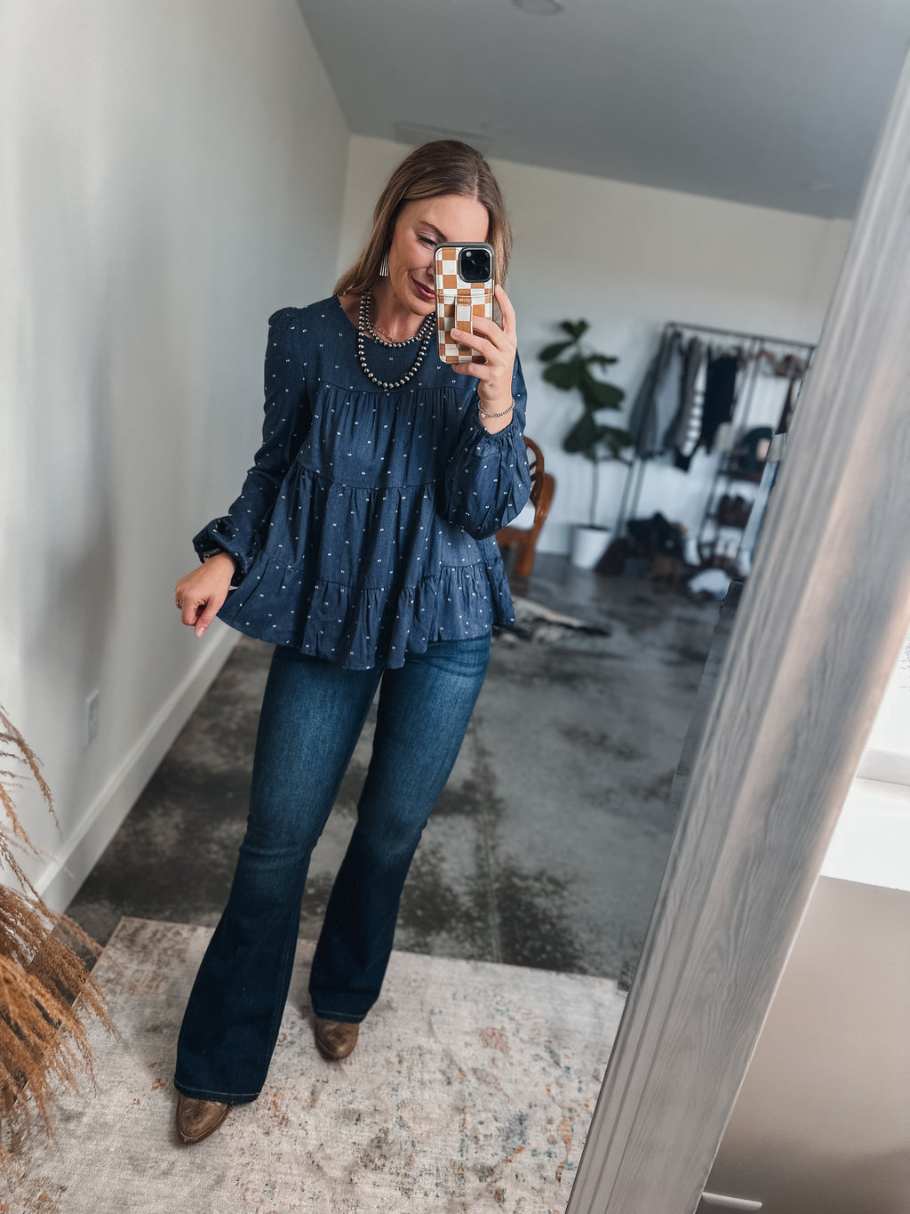 Navy Tiered Blouse