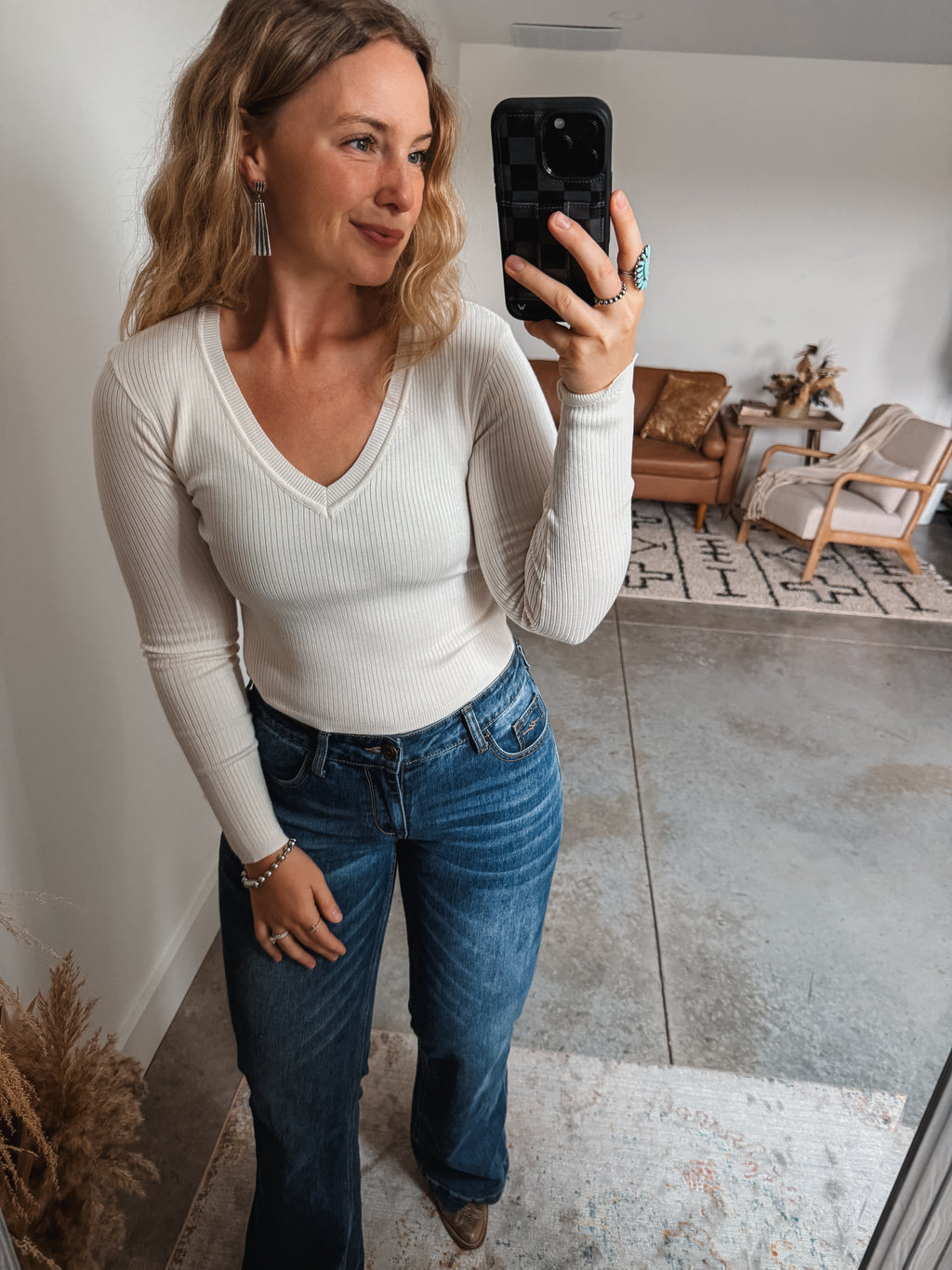 Cream V-Neck Sweater