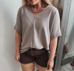 Dolman Sleeve Top: Light Mocha