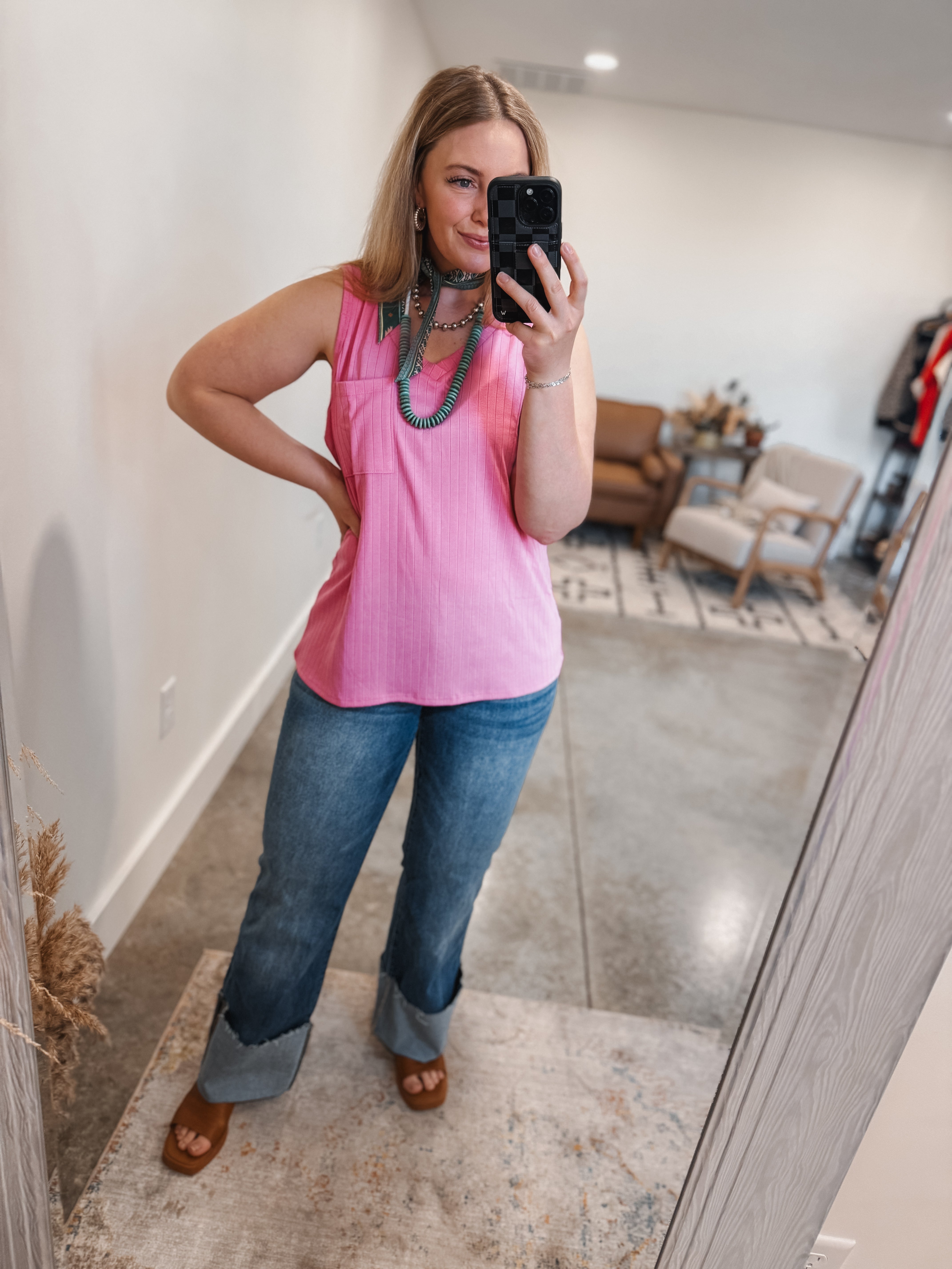 Ribbed Tank: Pink