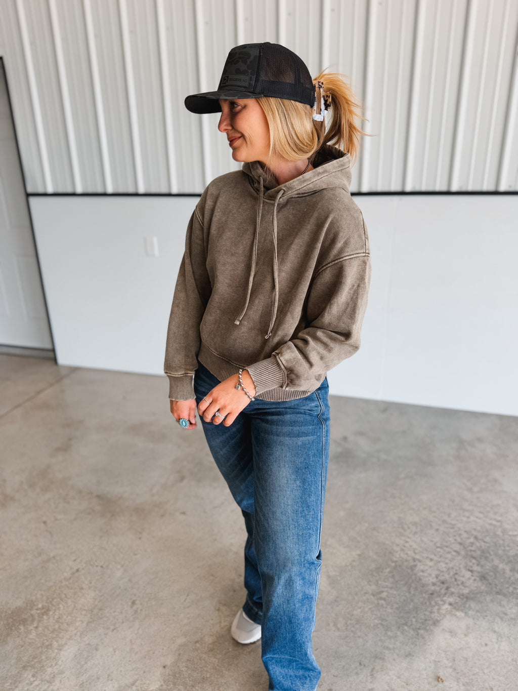 Olive Acid Wash Hoodie