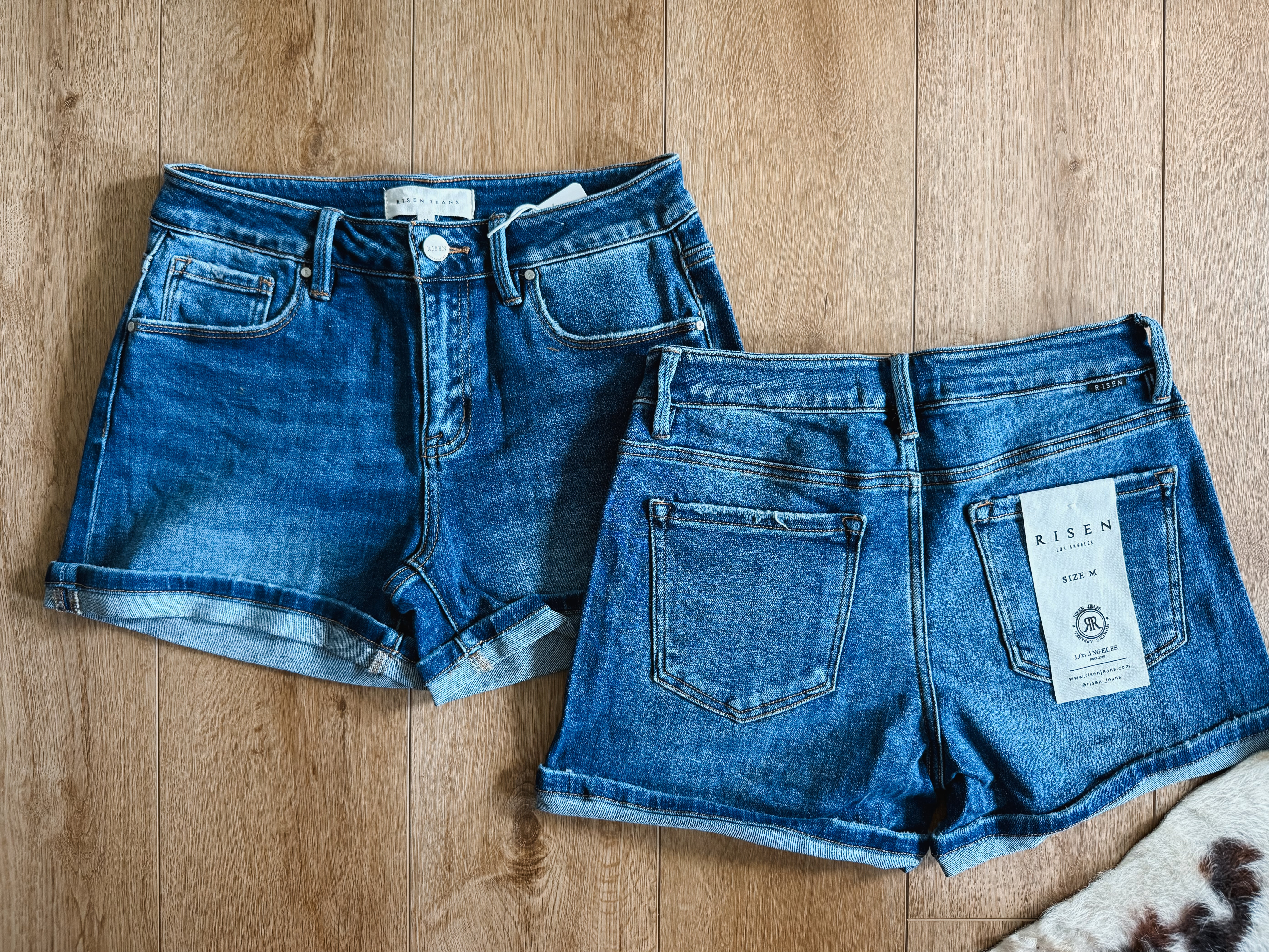 Dark Wash Mid Rise Denim Short