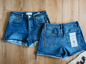 Dark Wash Mid Rise Denim Short