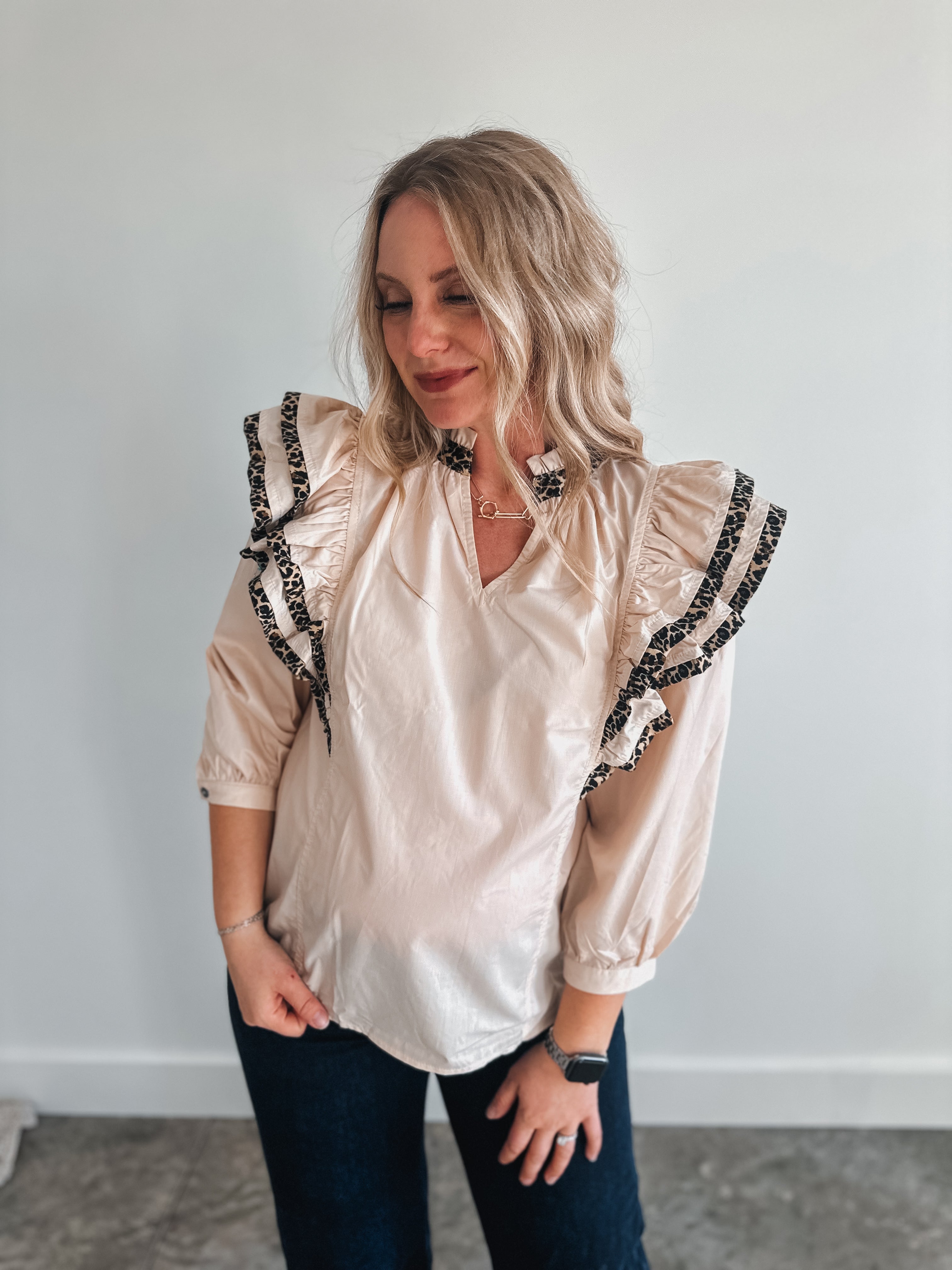 Cream Leopard Blouse