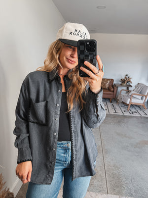 Denim Stitch Button Down