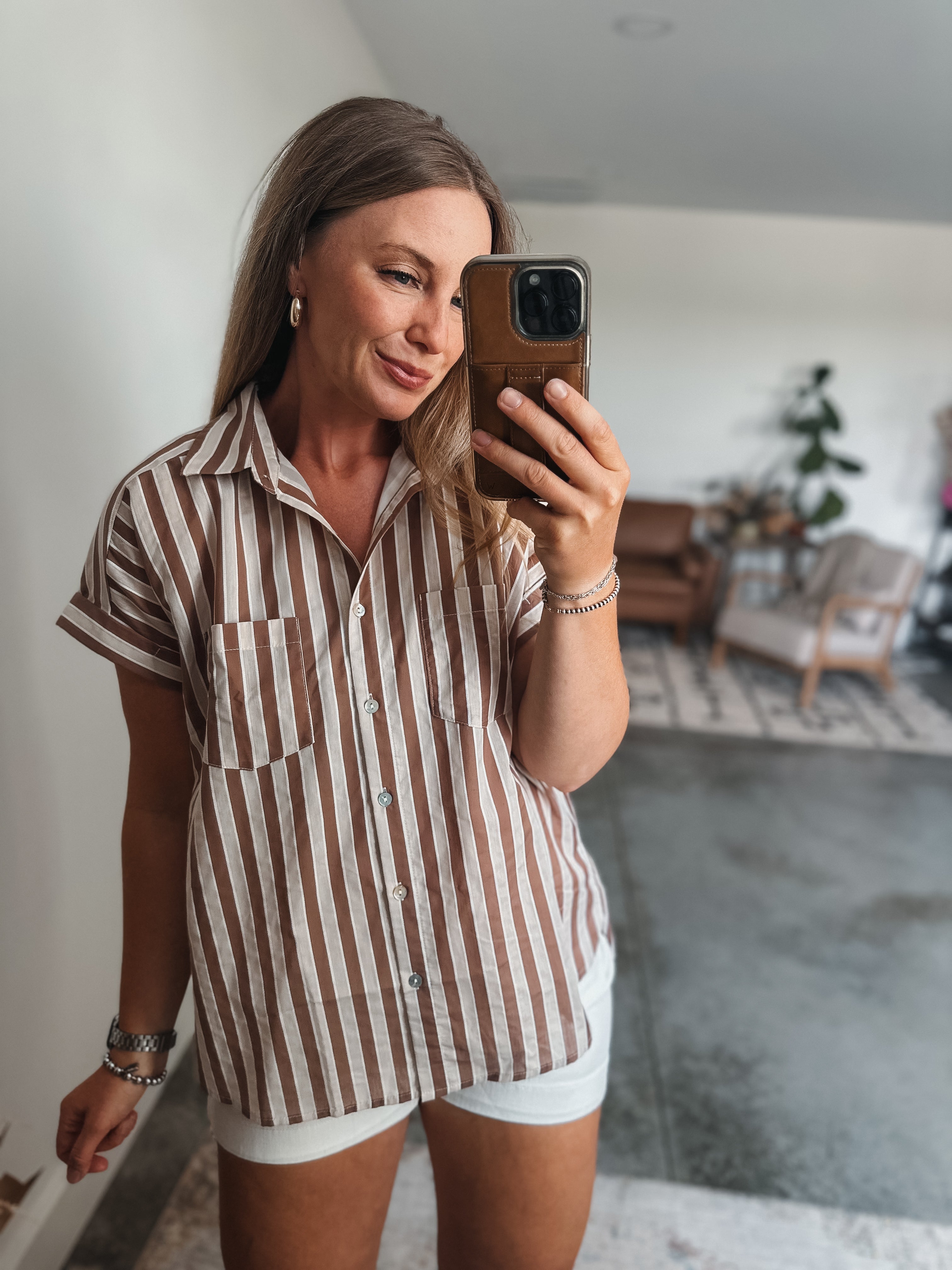 Mocha Striped Top