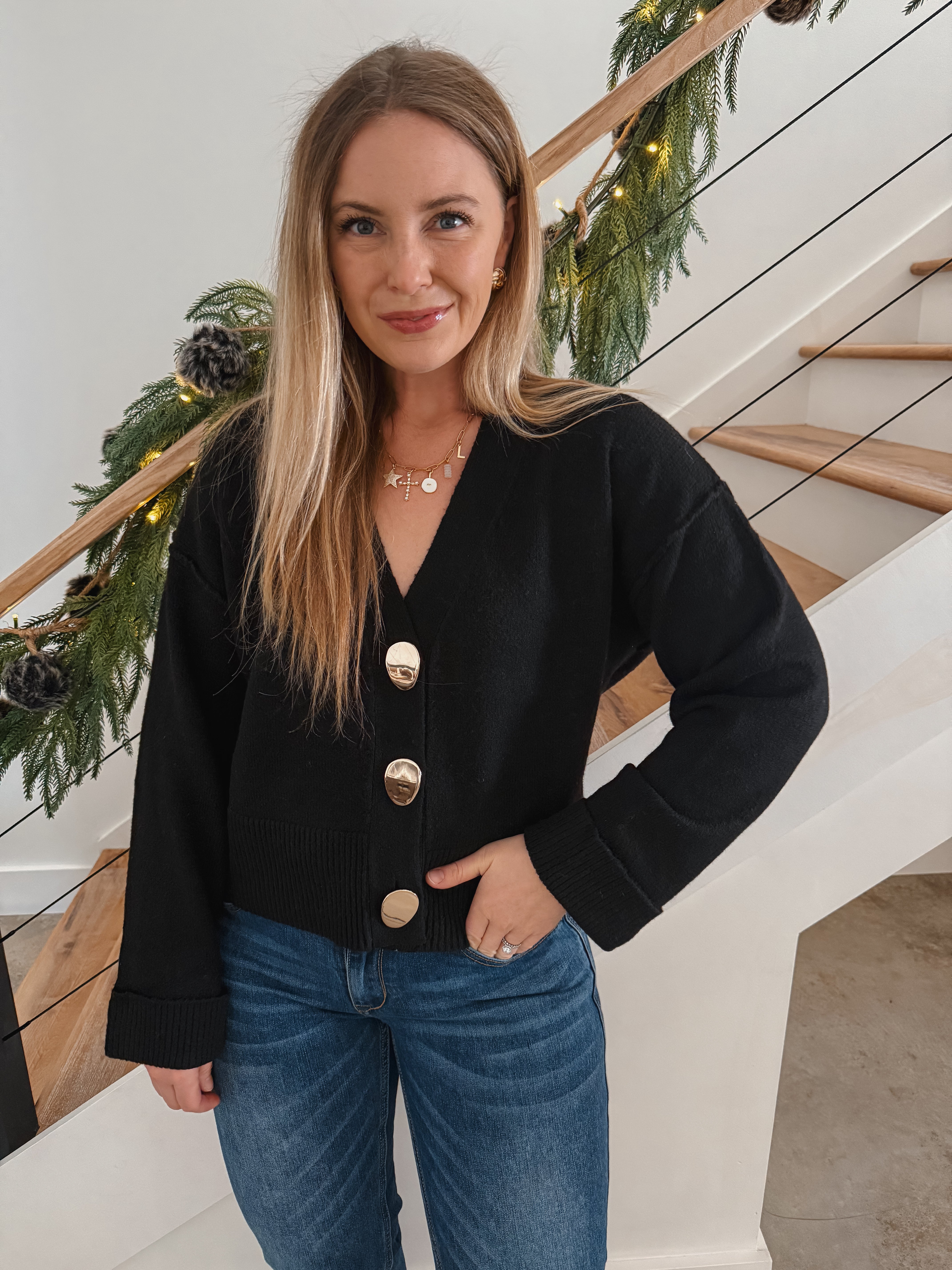 Black Button Cardigan