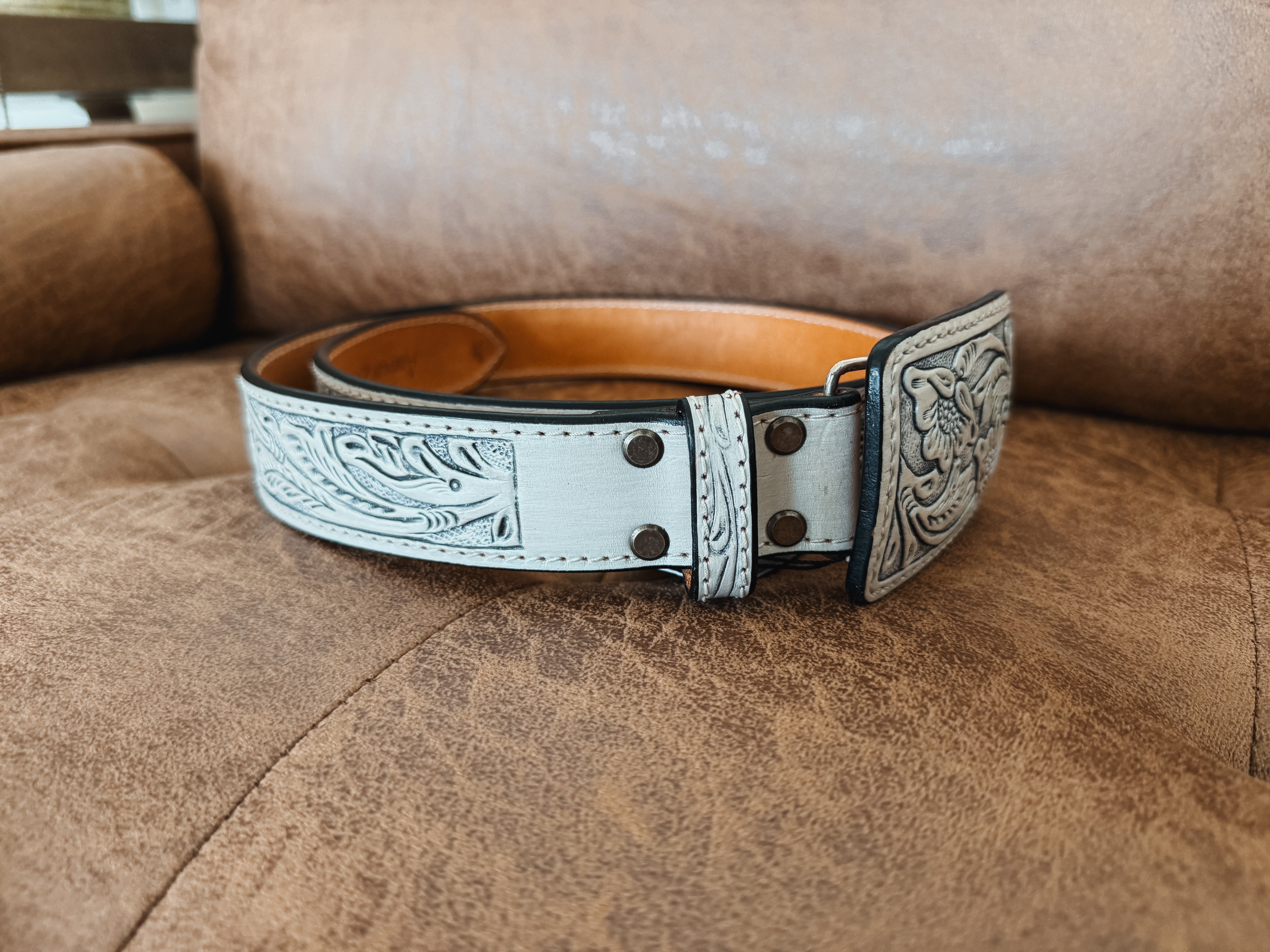 Tooled Leather Belt