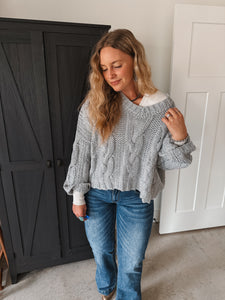 Grey Cable Knit Sweater