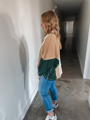 Green Colorblock Pullover