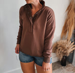 Snap Button Pullover: Mocha
