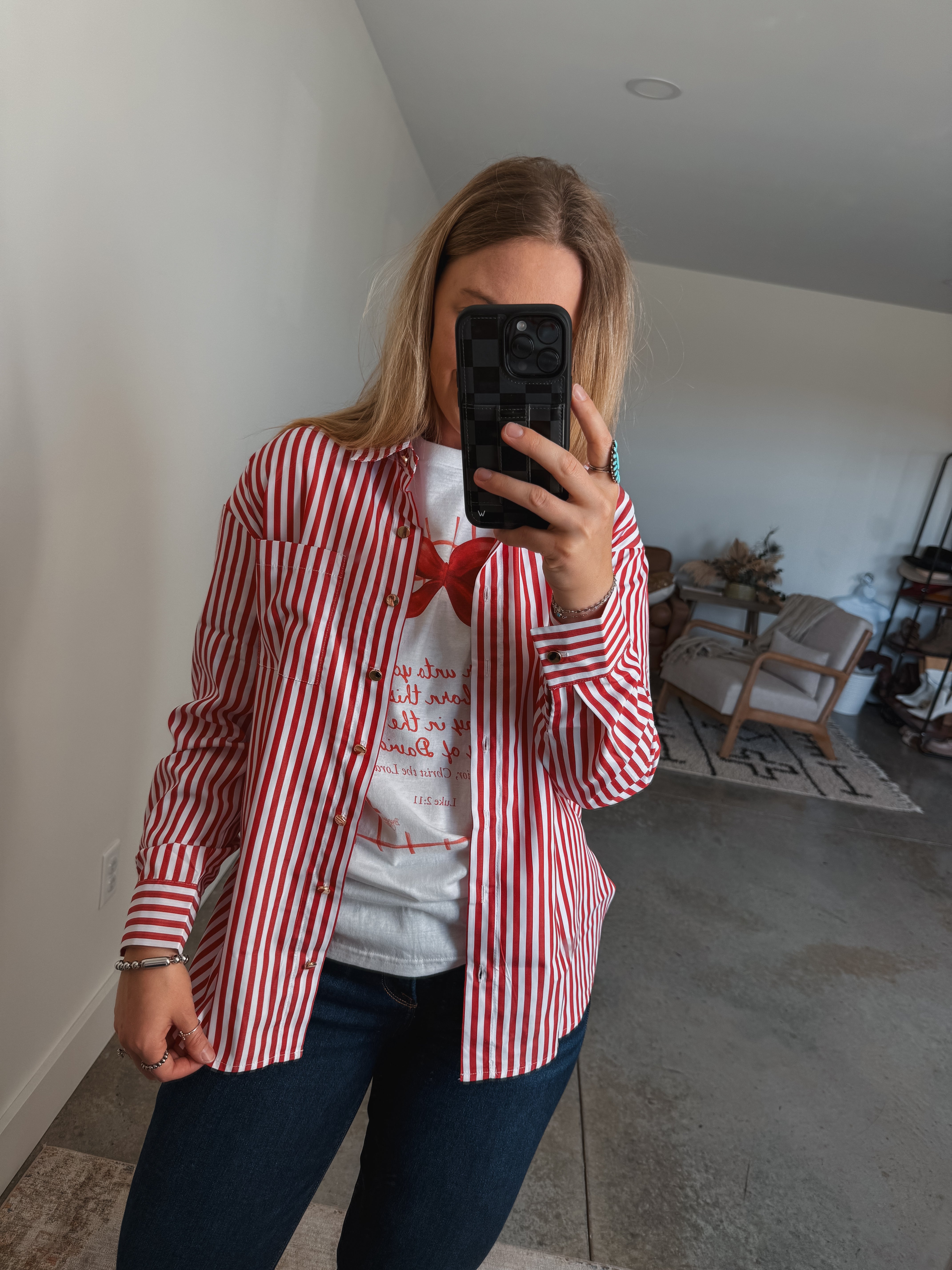 Red Striped Button Down