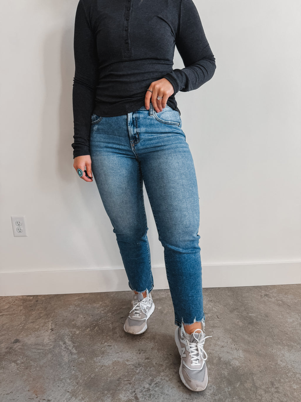 Distressed Hem Denim