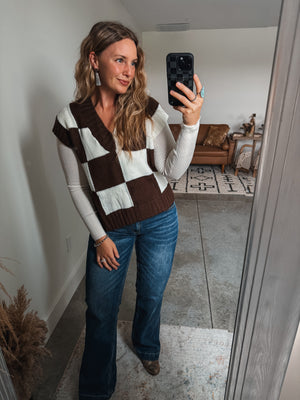 Brown Check Sweater Vest