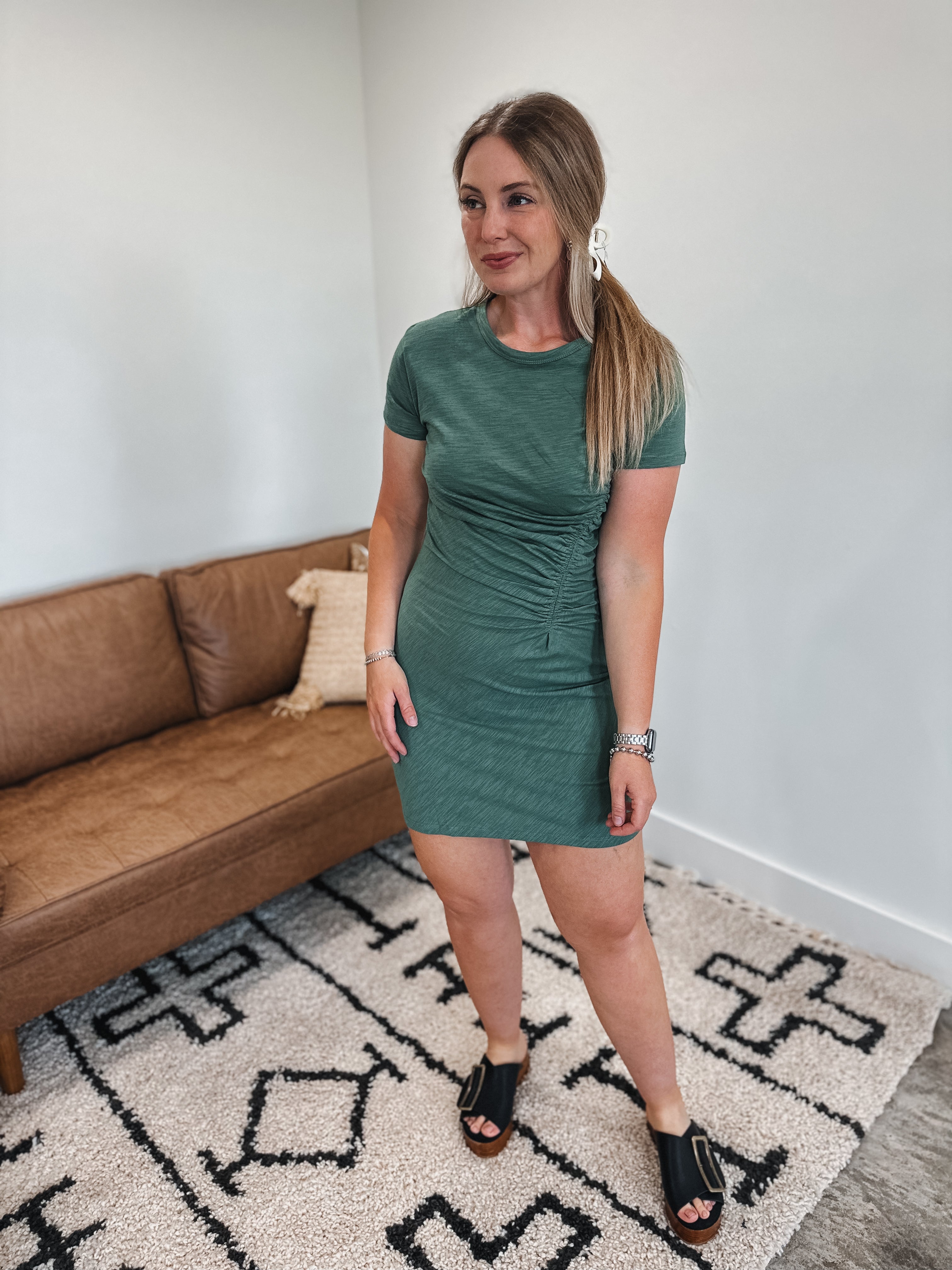 Green Ruched Dress